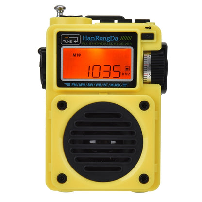 HanRongda HRD-701 Portable Full Band Radio Subwoofer Bluetooth TF Card Digital Display Radio(Yellow) - Radio Player by HanRongda | Online Shopping UK | buy2fix