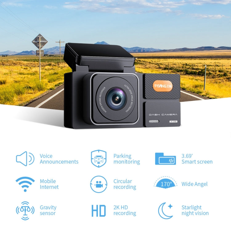 FISANG Wireless WIFI Single Recording 2K HD Night Vision Car Recorder(K03) - Car DVRs by FISANG | Online Shopping UK | buy2fix