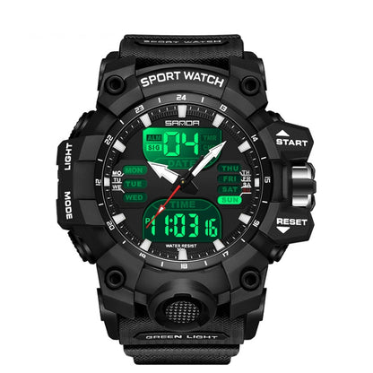 SANDA Green Light Alarm Clock Multifunctional Waterproof Shockproof Transparent Watch(Black) - Silicone Strap Watches by SANDA | Online Shopping UK | buy2fix