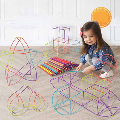 350pcs Pipe+350 Connectors Boxed DIY Plastic 4D Straw Building Blocks Joint Funny Development Toys - Building Blocks by buy2fix | Online Shopping UK | buy2fix