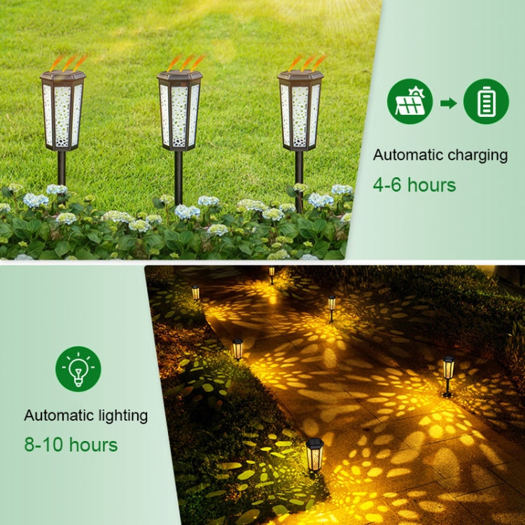 Hexagonal Hollow Solar Ground Lawn Lamp LED Outdoor Waterproof Decorative Garden Light(Warm Light + RGB) - Solar Lights by buy2fix | Online Shopping UK | buy2fix