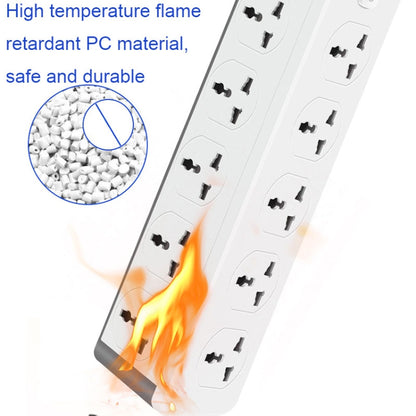 D15 2m 3000W 10 Plugs + PD + 3-USB Ports Vertical Socket With Switch, Specification: Two-pin US Plug - Extension Socket by buy2fix | Online Shopping UK | buy2fix