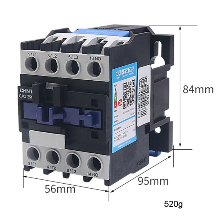 CHNT CJX2-2501 25A 220V Silver Alloy Contacts Multi-Purpose Single-Phase AC Contactor - Relays by CHNT | Online Shopping UK | buy2fix