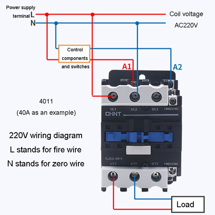 CHNT CJX2-2501 25A 220V Silver Alloy Contacts Multi-Purpose Single-Phase AC Contactor - Relays by CHNT | Online Shopping UK | buy2fix