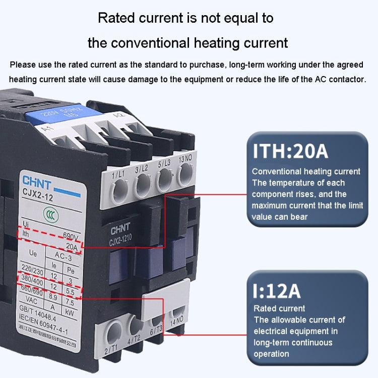 CHNT CJX2-2501 25A 220V Silver Alloy Contacts Multi-Purpose Single-Phase AC Contactor - Relays by CHNT | Online Shopping UK | buy2fix