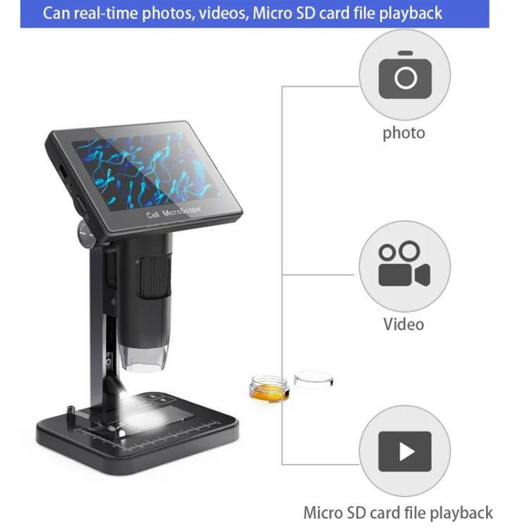 HD Electronic Digital Microscope 5 Inch Screen Touch Key 8000X Biological Cell Electronic Magnifying Glass - Digital Microscope by buy2fix | Online Shopping UK | buy2fix