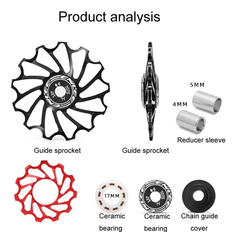 ENLEE Mountain Bicycle Rear Derailleur Guide Wheel Ceramic Bearing Tension Pulley, Size: 13T(Blue) - Guide wheels by ENLEE | Online Shopping UK | buy2fix
