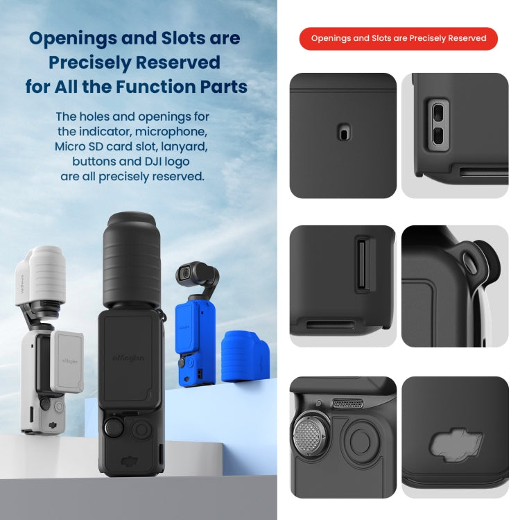 For DJI Osmo Pocket 3 AMagisn Silicone Protection Case Movement Camera Accessories, Style: 5 In 1 Gray - Case & Bags by aMagisn | Online Shopping UK | buy2fix