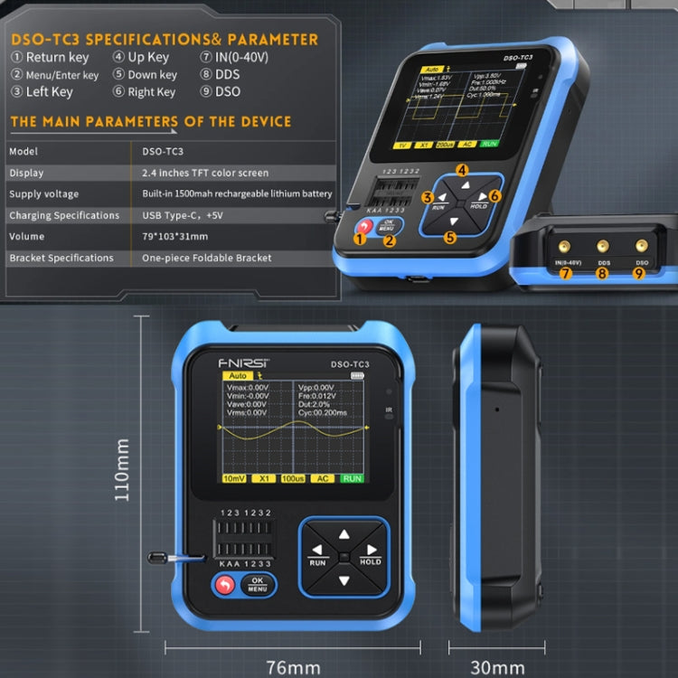 FNIRSI 3 In 1 Handheld Digital Oscilloscope LCR Transistor Tester, Specification: Upgrade - Digital Multimeter by FNIRSI | Online Shopping UK | buy2fix