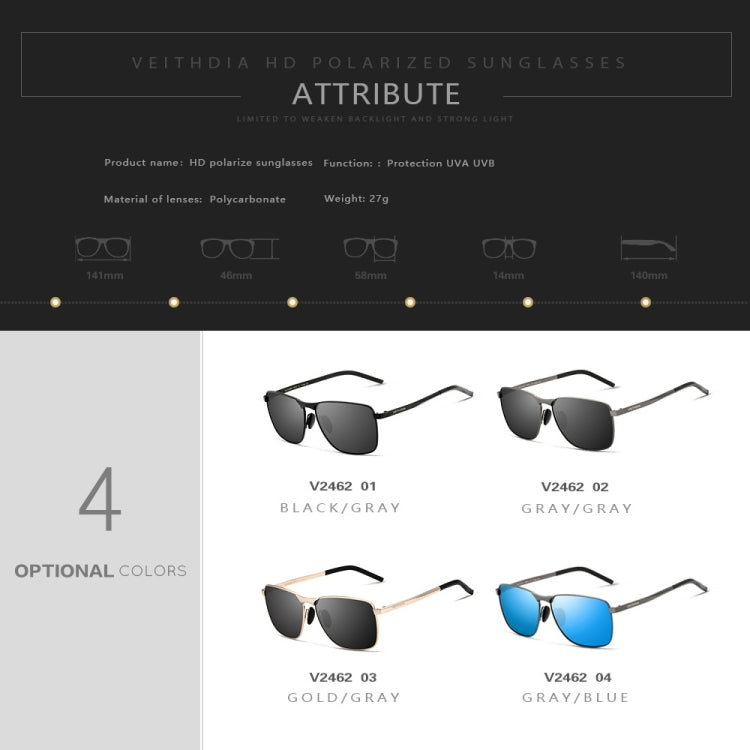 Vintage Square Sunglasses Male UV400 Polarized Lens Sun Glasses(Gold) - Sunglasses by buy2fix | Online Shopping UK | buy2fix