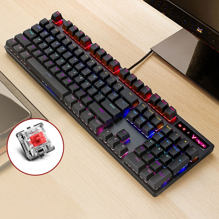 Rapoo V500 PRO Mixed Light 104 Keys Desktop Laptop Computer Game Esports Office Home Typing Wired Mechanical Keyboard(Red Shaft) - Wired Keyboard by Rapoo | Online Shopping UK | buy2fix