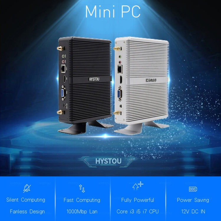 HYSTOU H2 Windows / Linux System Mini PC, Intel Core I5-7267U Dual Core Four Threads up to 3.50GHz, Support mSATA 3.0, 8GB RAM DDR3 + 512GB SSD (White) - Computer & Networking by buy2fix | Online Shopping UK | buy2fix