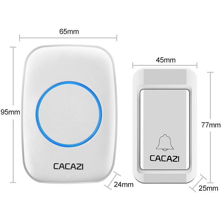 CACAZI A10G One Button Three Receivers Self-Powered Wireless Home Cordless Bell, US Plug(White) - Wireless Doorbell by CACAZI | Online Shopping UK | buy2fix