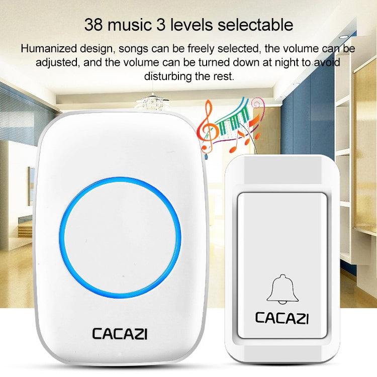 CACAZI A10G One Button Three Receivers Self-Powered Wireless Home Cordless Bell, US Plug(White) - Wireless Doorbell by CACAZI | Online Shopping UK | buy2fix