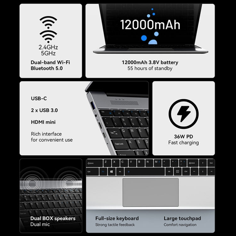 ALLDOCUBE GTBook 13 Pro Laptop, 13.5 inch, 12GB+256GB, Windows 11 Intel Celeron N5100 Quad Core, Support TF Card & Bluetooth & Dual Band WiFi(Silver) - Others by ALLDOCUBE | Online Shopping UK | buy2fix