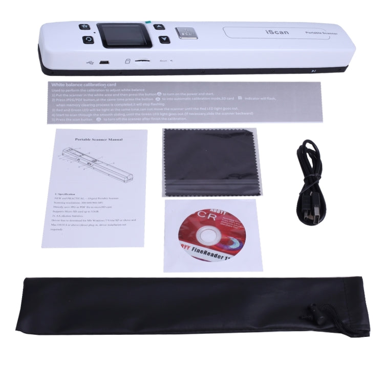 iScan02 Double Roller Mobile Document Portable Handheld Scanner with LED Display,  Support 1050DPI  / 600DPI  / 300DPI  / PDF / JPG / TF(White) - Portable Scanner by buy2fix | Online Shopping UK | buy2fix