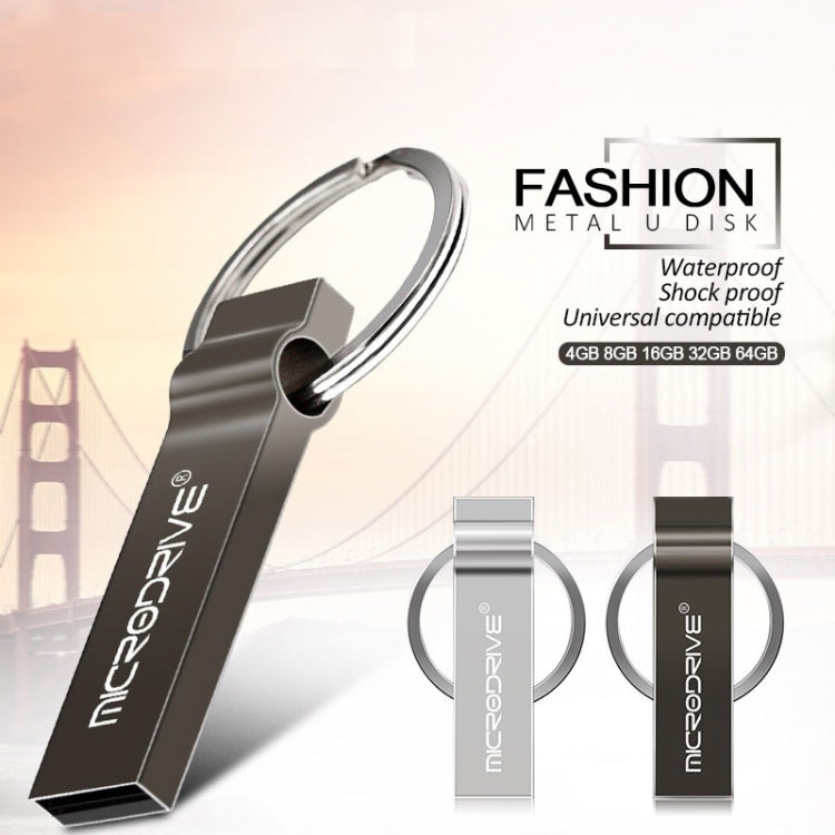 MicroDrive 8GB USB 2.0 Metal Keychain U Disk (Grey) - USB Flash Drives by MicroDrive | Online Shopping UK | buy2fix