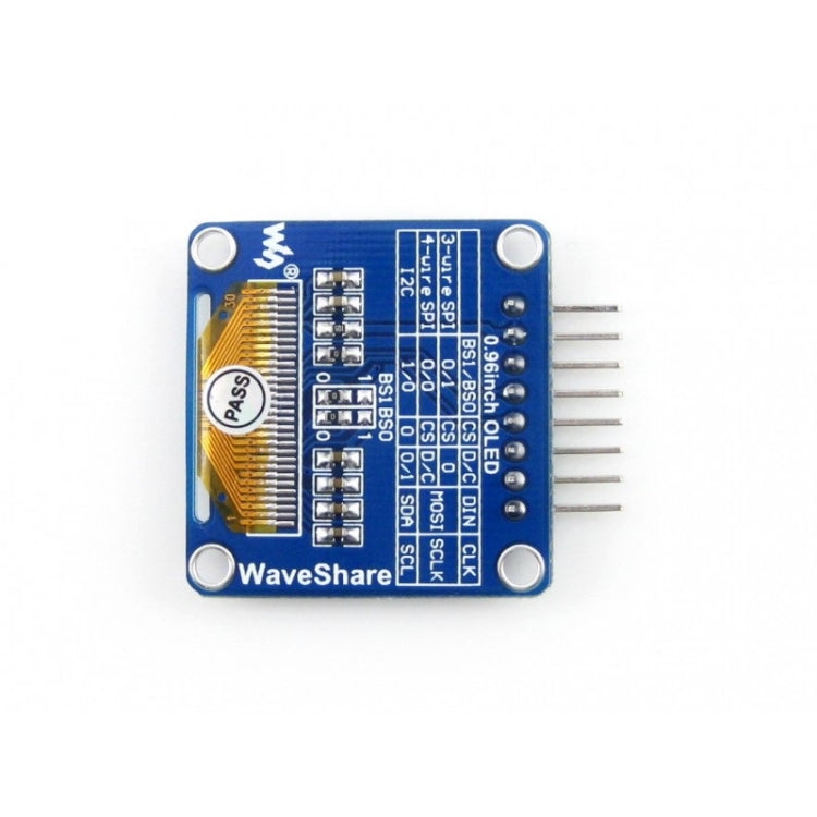 Waveshare 0.96 inch 128*64 OLED (A), SPI/I2C Interfaces, Angled Horizontal Pinheader - Modules Expansions Accessories by Waveshare | Online Shopping UK | buy2fix